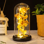 Rosa de Cristal con Luz en Cúpula de Vidrio — Regalo Navidad, Aniversario y San Valentín