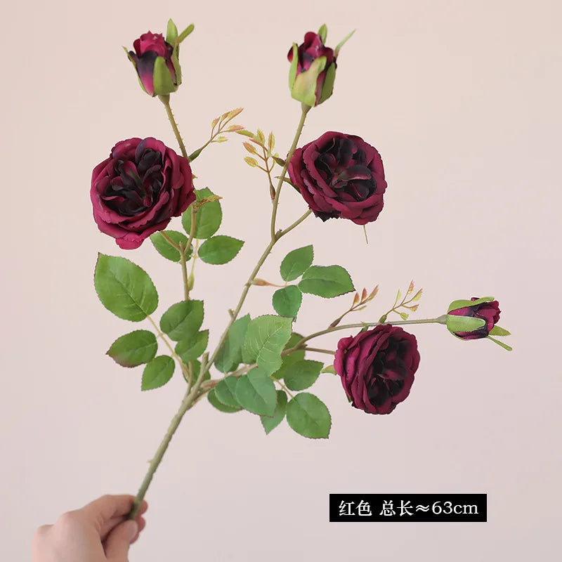 Rosa Austin de Seda Tallo Largo — Ecológica, 5 Colores, Bodas y San Valentín