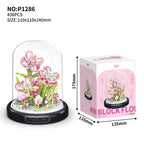 Eternal Flower Red Rose Bouquet Desktop Decoration Bonsai Romantic Building Blocks Bricks DIY Toy Valentine's Day Gift for Girls