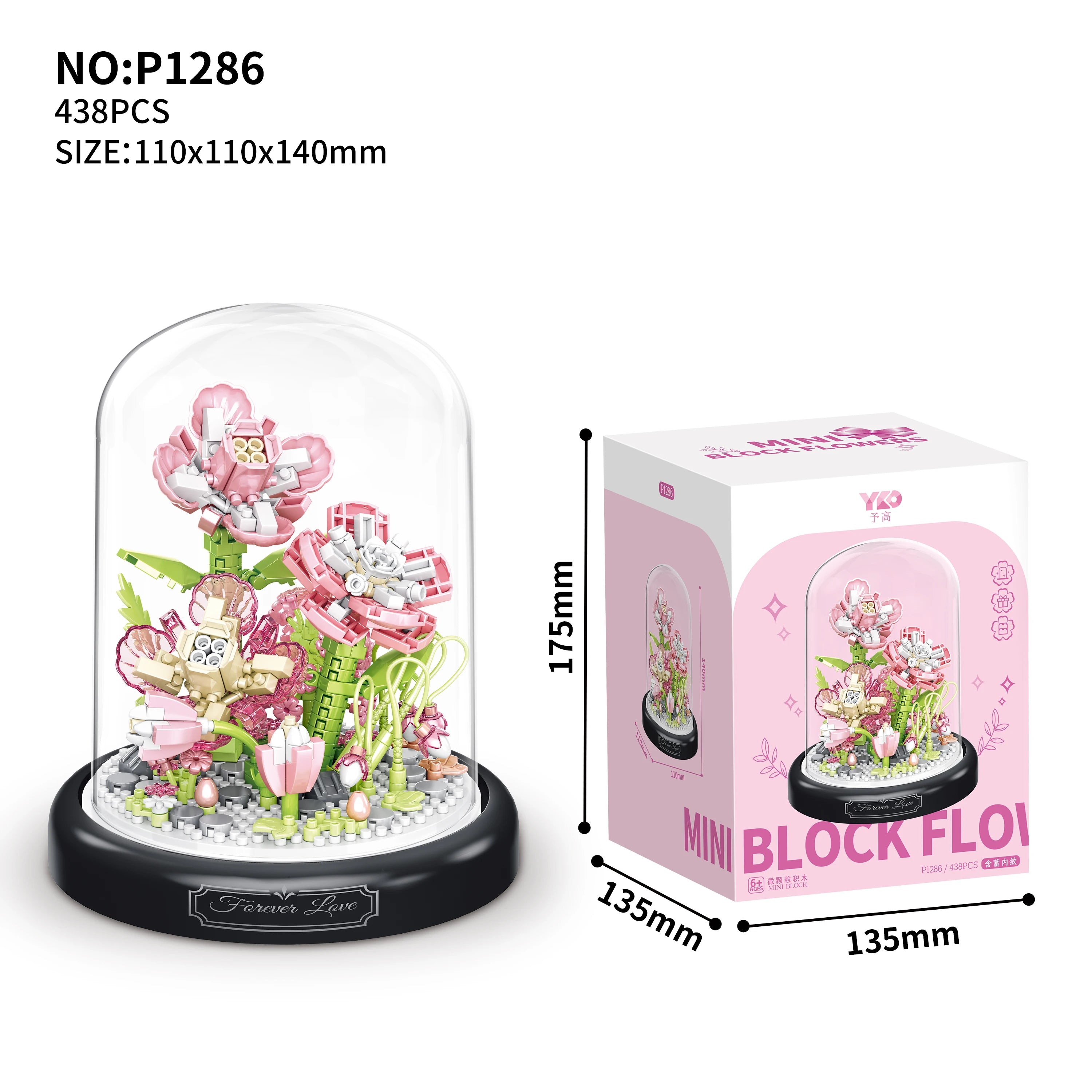 Eternal Flower Red Rose Bouquet Desktop Decoration Bonsai Romantic Building Blocks Bricks DIY Toy Valentine's Day Gift for Girls