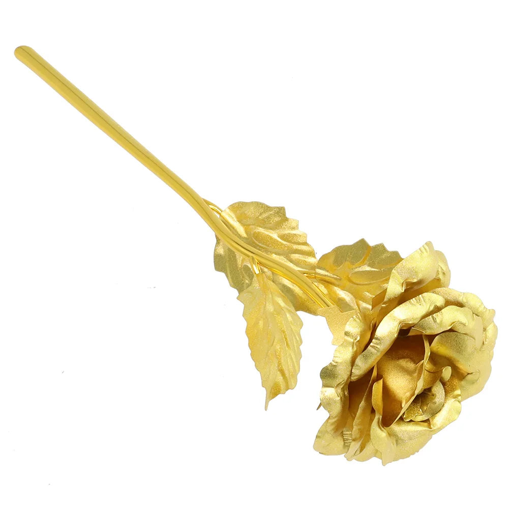 24K Eternal Rose Artificial Flowers Foil Plated Gold Rose Wedding Valentine's Day Decoration Mother's Day Gifts Fake Flower