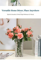 Real Touch Romantic Rose Artificial Flowers (1 Flower + 2 Buds) Moisturizing Texture for Home Decor Wedding Bridal Bouquet