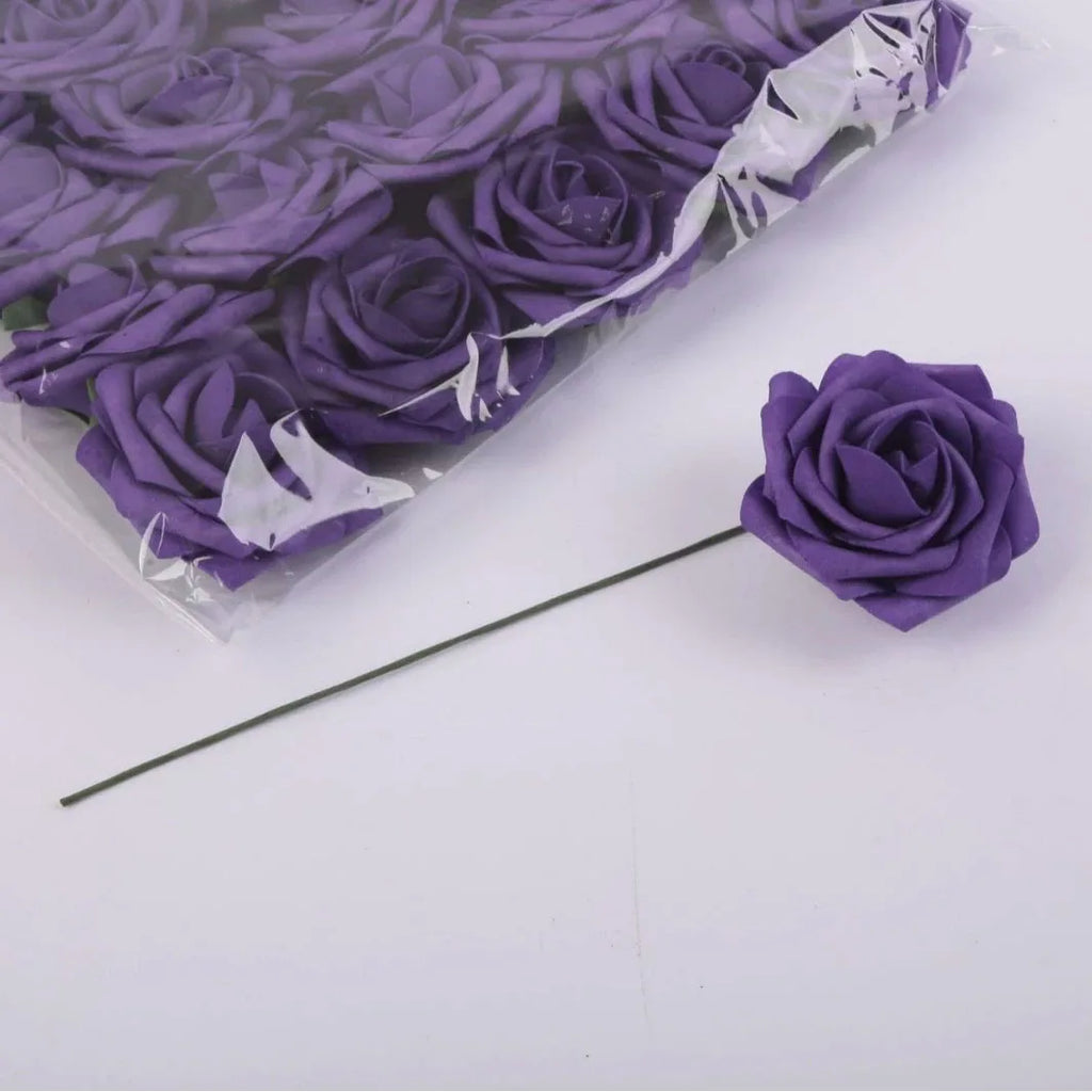 Rosas Artificiales Ultra Realistas con Tallo — Set 25 Unidades, 7 Colores, Hogar y Boda