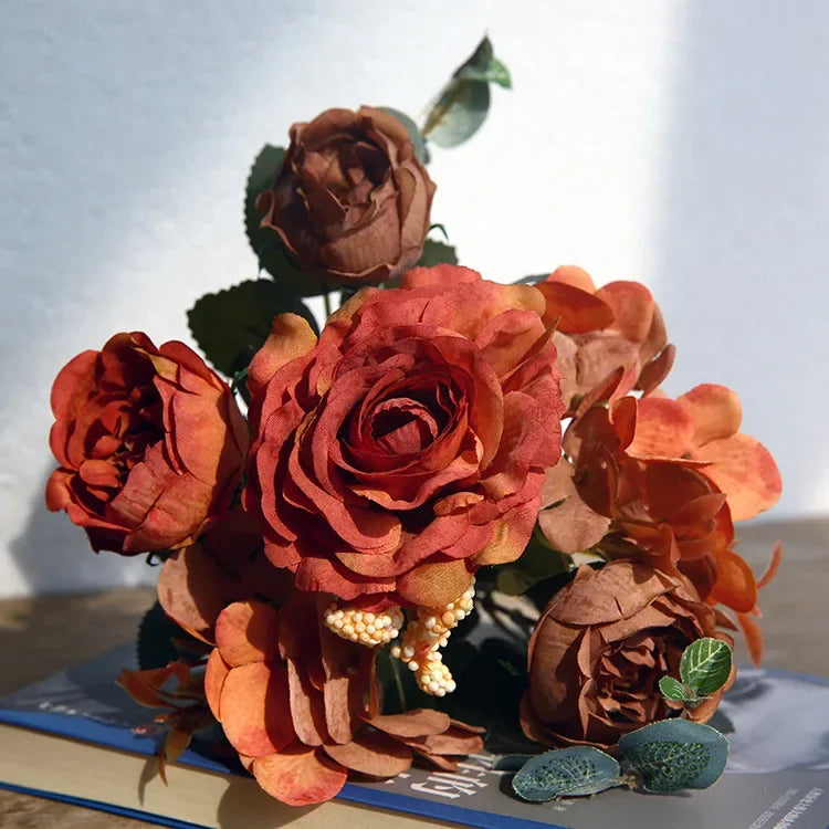 Rosas de Seda Flor Grande — Ramo Lujoso, 34 Colores, Disponible al Mayor