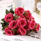 Retro Artificial Roses Bouquet Elegance Bridal Wedding Realistic Roses Flowers Floral Arrangement Ornaments Home Decoration