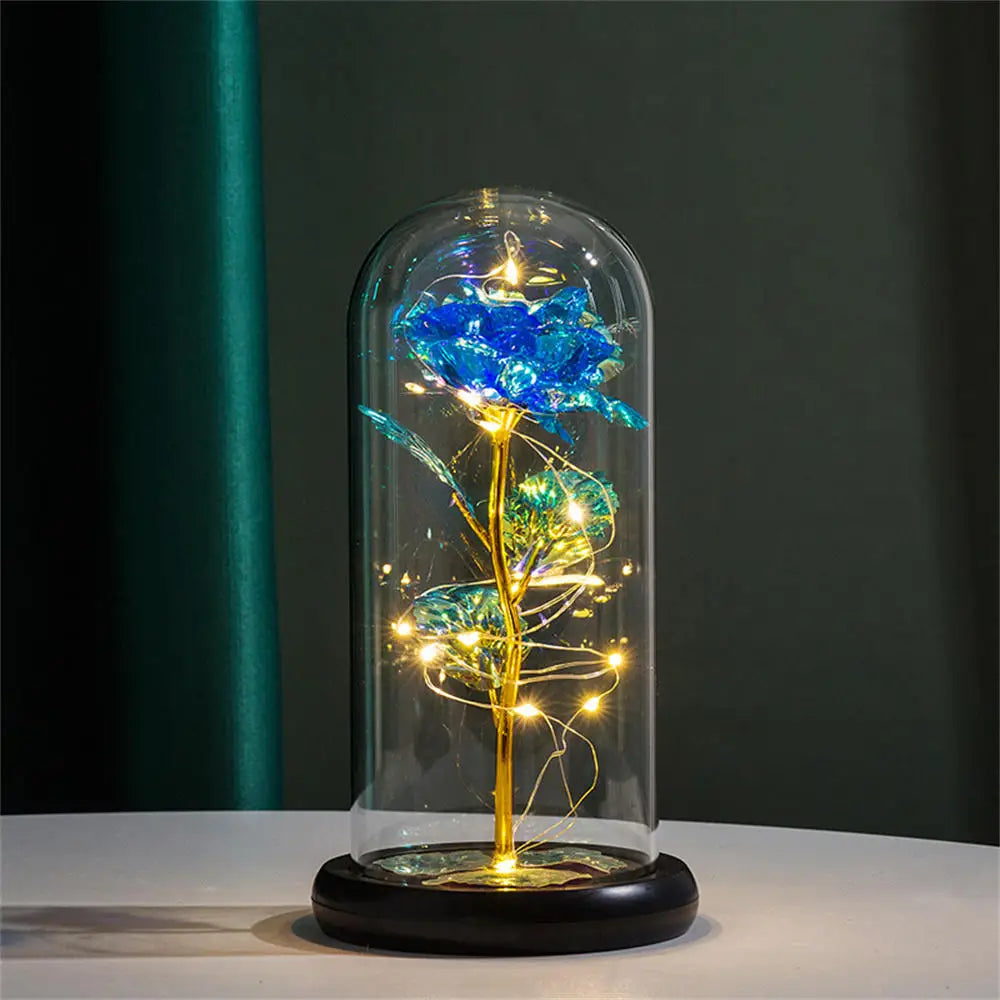 Led Galaxy Rose Eternal 24k Gold Foil Flower With String Lights & Box Artificial Flower Gift Valentine'S Day Gift For Women Girl