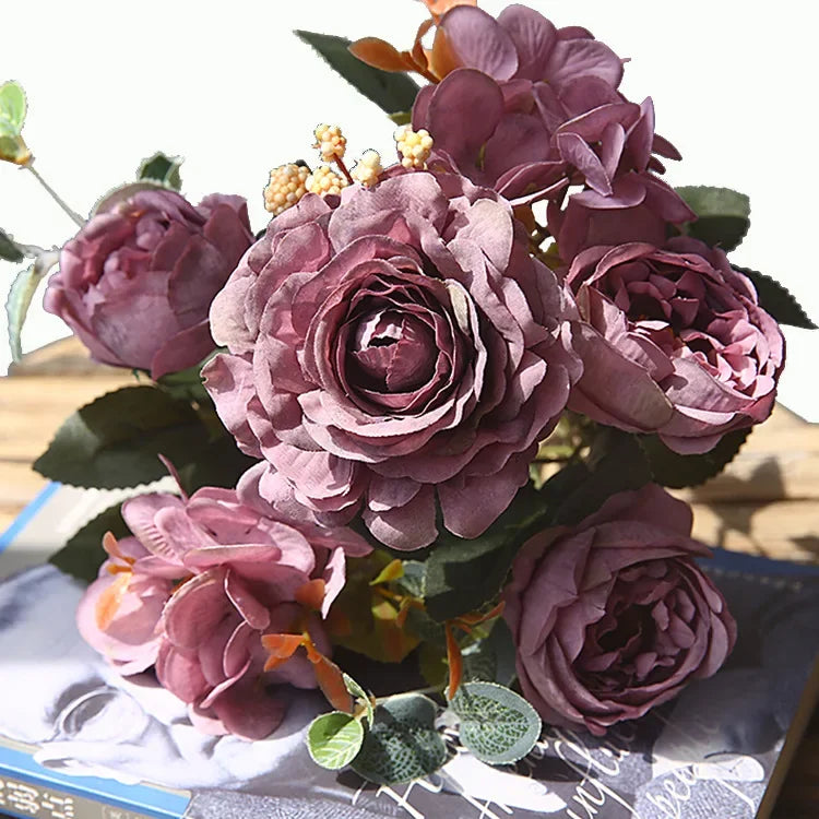 Rosas de Seda Flor Grande — Ramo Lujoso, 34 Colores, Disponible al Mayor