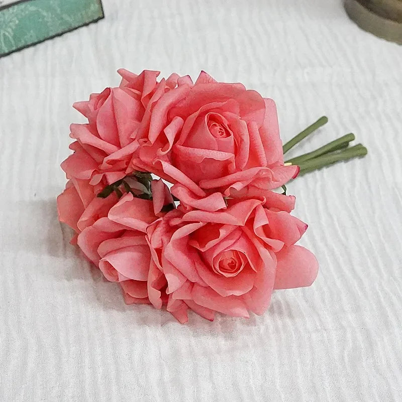 Rosas Látex con Humedad — Ramo 5 Cabezas, 10 Colores Morandi, Novia y Cumpleaños