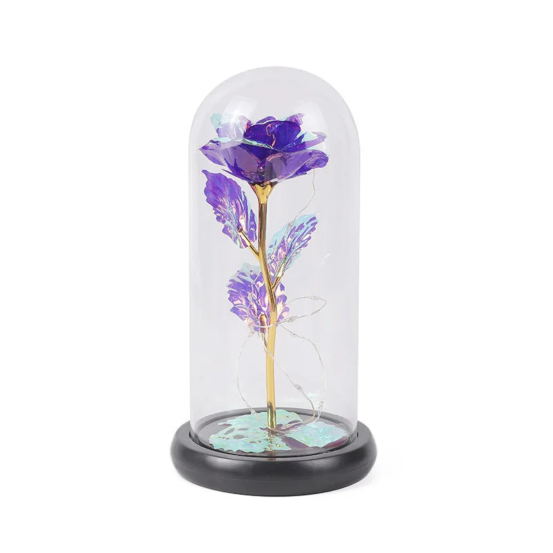 Wedding Galaxy Rose Flower Eternal Flower With Lights In Dome Forever Rose Red Rose Valentine'S Day Mother'S Day Romantic Gift