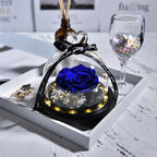 Natural Eternal Rose In Glass With lamp Beauty Preserved Flowers Forever Wedding Valentine Gifts for Girl