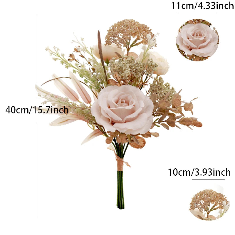 Ramo Mixto Peonía, Rosa y Pampas — Eucalipto, DIY Decoración Hogar