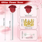 Ramo de Rosas Brillantes con Purpurina — Set 12 o 24 Rosas, San Valentín y Aniversario