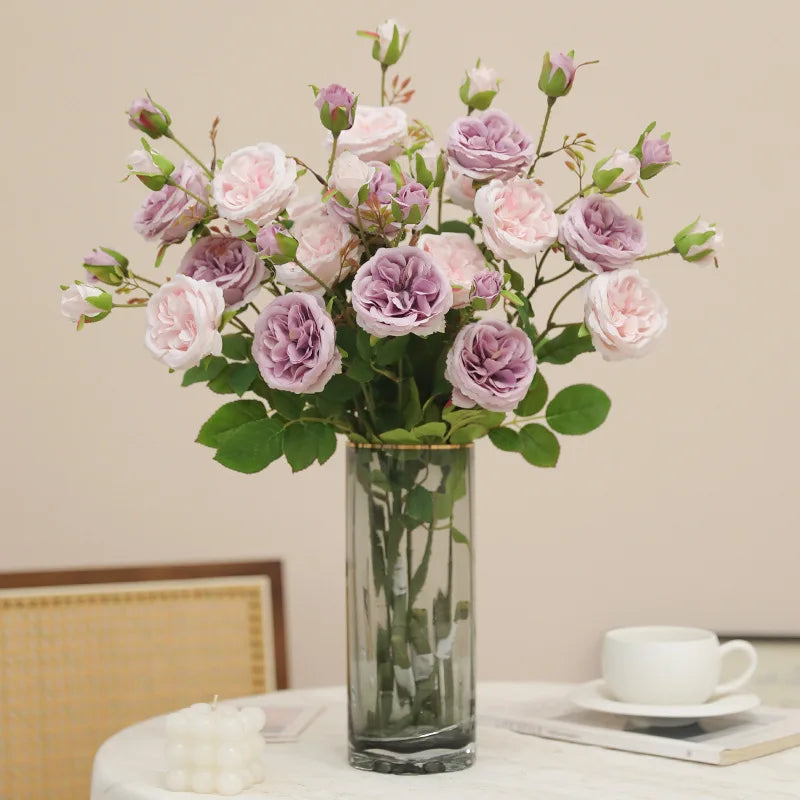 Rosa Austin de Seda Tallo Largo — Ecológica, 5 Colores, Bodas y San Valentín