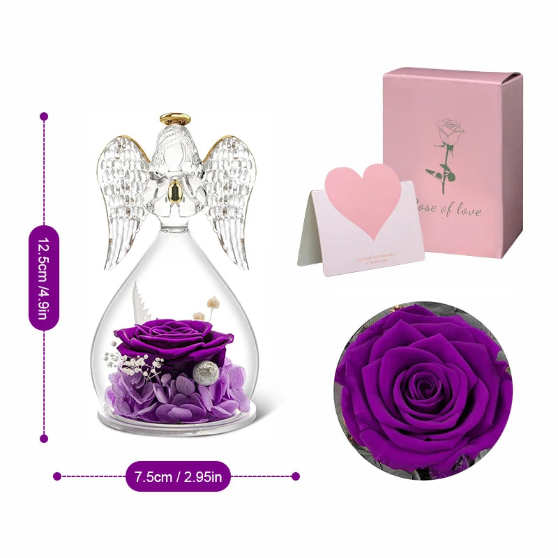 LED Eternal Rose Flower Cover Anniversary Valentine Mothers Day Birthday Thanksgiving Gift Bedroom Table Decote For Boy And Girl