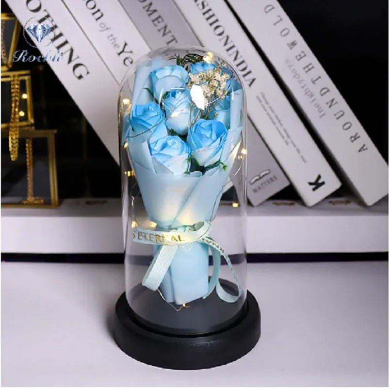 Rose Eternal Life Flower Starry Sky Glass Cover Living Room Decor Gift for Girlfriend Birthday Gift Valentine's Day Mother's Day