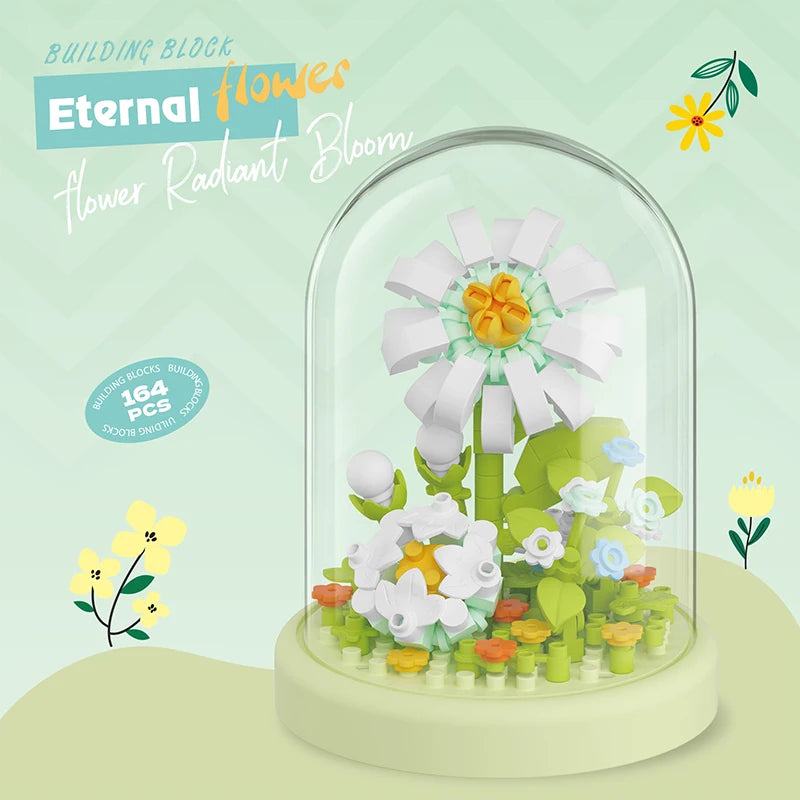 Eternal Bouquet Flower Assembly Blocks Children's Toy Mini Brick Particle Girl Series Rose Bundle Valentine's Day Birthday Gift