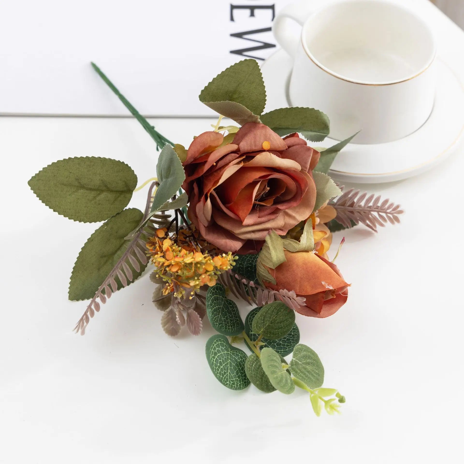 Ramo Grande de Rosas Retro de Seda — 12 Colores, Hogar, Bodas y Aniversario
