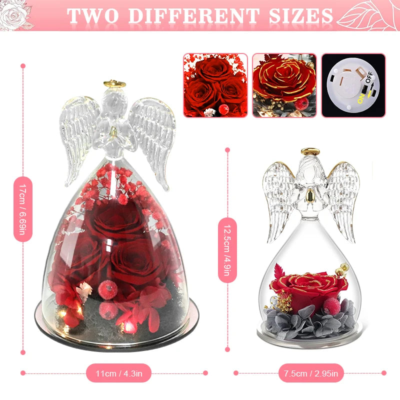 LED Eternal Rose Flower Cover Anniversary Valentine Mothers Day Birthday Thanksgiving Gift Bedroom Table Decote For Boy And Girl