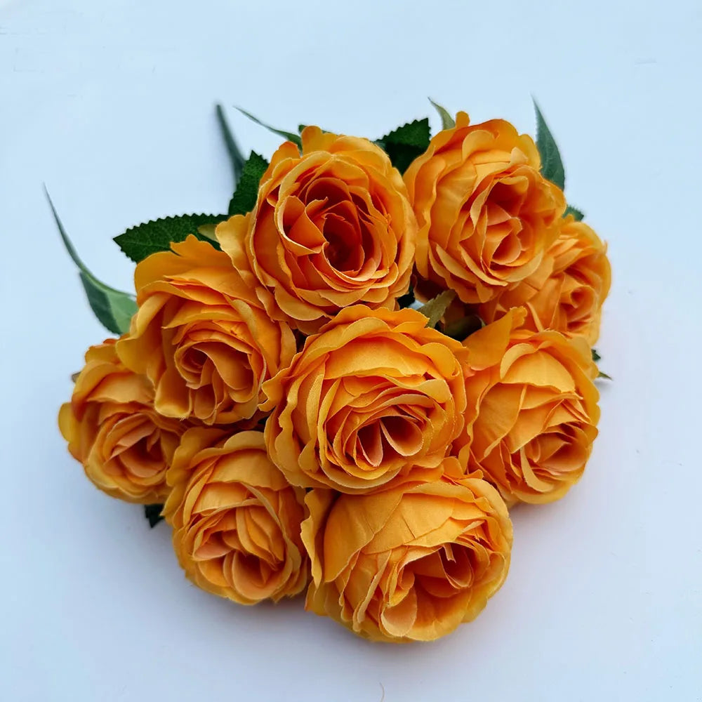 9 Heads Rose Artificial Flowers - Valentine’s Day Romantic Gift, Faux Blooms for Home Decor & Wedding Table Centerpieces