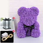 Oso de Rosas con Caja y Luz LED — Regalo Romántico, 7 Colores, San Valentín