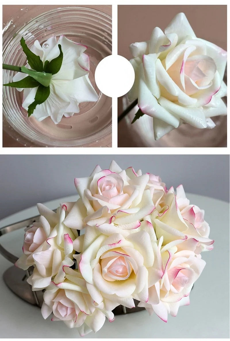 Real Touch Curling Rose Artificial Latex Flowers Moisturizing Wedding Photography Flower Arrangement Home Desktop Decoration
