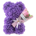 24cm Size Eternal Rose Bear Flower Bouquet Long Lasting Rose Bear Creative Design Artificial Rose Artificial Foam Flowers Bear