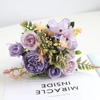Ramo Retro de Peonía y Rosa de Seda — Decoración Otoño, Hogar y Bodas, 4 Colores