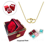 2025 New Eternal Real Rose Rotating box Double Heart Custom Engraved Name Steel Necklace for Valentines Birthday Jewelry Gift