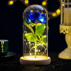 Artificial Rose Flowers Eternal Rose LED Light Foil Flower in Glass Cover Simulation Rose Flower Wedding Mother's Day Gifts