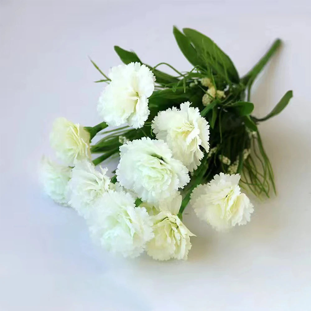 Ramo de Claveles de Seda UV Exterior — Sin Decoloración, 8 Colores, Hogar y Boda