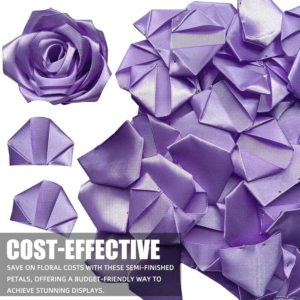 Yannew 300pcs Premade Handcrafted Silk Rose Petals for DIY Eternal Rose Flowers Bouquets with Stem Leaf Birthday Gifts for Women