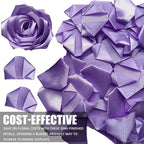 Yannew 300pcs Premade Handcrafted Silk Rose Petals for DIY Eternal Rose Flowers Bouquets with Stem Leaf Birthday Gifts for Women