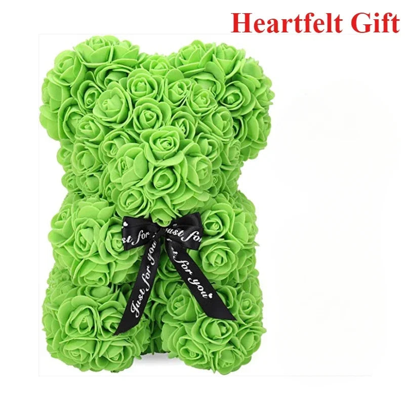 Artificial Flower Eternal Rose Teddy Bear for  Birthday Anniversary Gifts & Decor Miniatures A for my Girlfriend Valentine's Day
