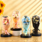 Eternal Rose LED Light Acrylic Cover Flower Valentines Day Gift Wedding Party Decor Artificial Rose Flowers Light Christmas Part