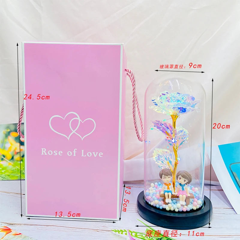 Rose Light Beautiful Realistic Looking Night Light Rose Eternal Flower Party Supplies LED Simulation Rose Flower Valentine's Day