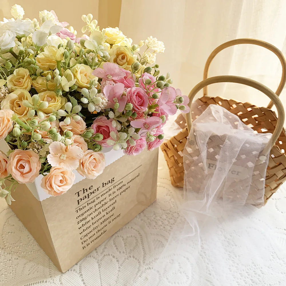 Ramo de Rosas e Hortensias de Seda — 6 Colores, Hogar, Jardín y Boda