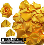 Yannew 300pcs Premade Handcrafted Silk Rose Petals for DIY Eternal Rose Flowers Bouquets with Stem Leaf Birthday Gifts for Women