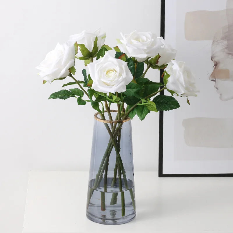 Real Touch Artificial Rose Flowers Home Decor White Pink Fake Latex Roses Flower Wedding Party Decoration Valentine's Gift