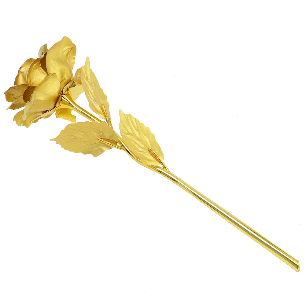 24K Eternal Rose Artificial Flowers Foil Plated Gold Rose Wedding Valentine's Day Decoration Mother's Day Gifts Fake Flower