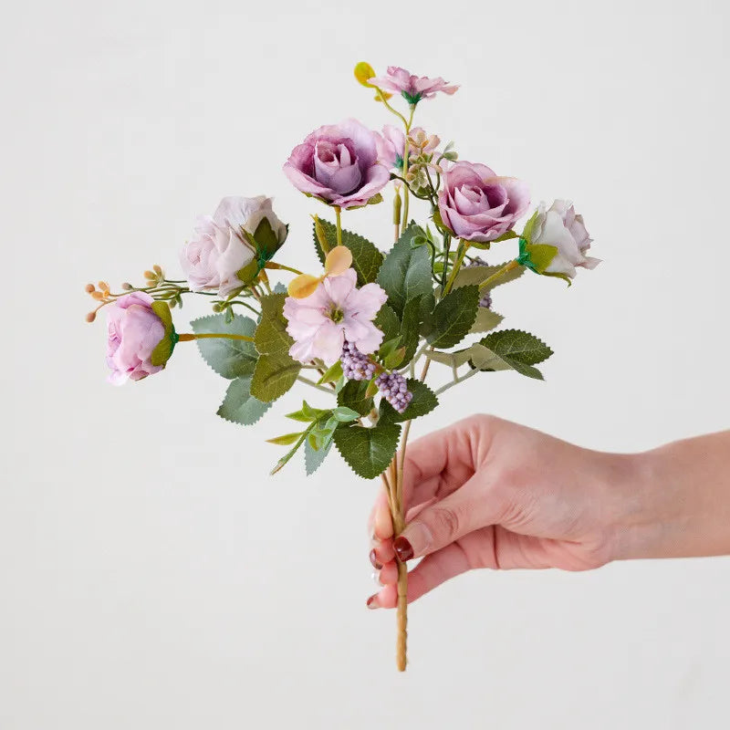 Ramo de Peonía y Rosa de Seda Otoño — 6 Colores, DIY Sala, Jardín y Boda
