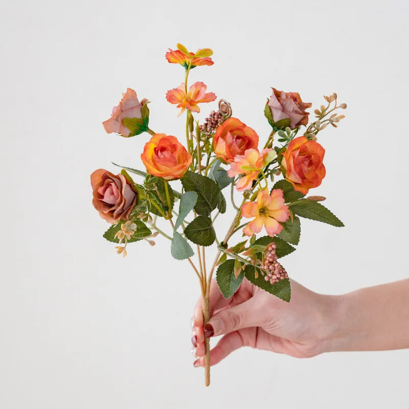 Ramo de Peonía y Rosa de Seda Otoño — 6 Colores, DIY Sala, Jardín y Boda