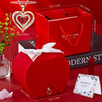 Eternal Rose Double Door Jewelry Box with Heart Shaped Necklace - Perfect Gift for Anniversary, Wedding, Birthday, Jewelry Gift