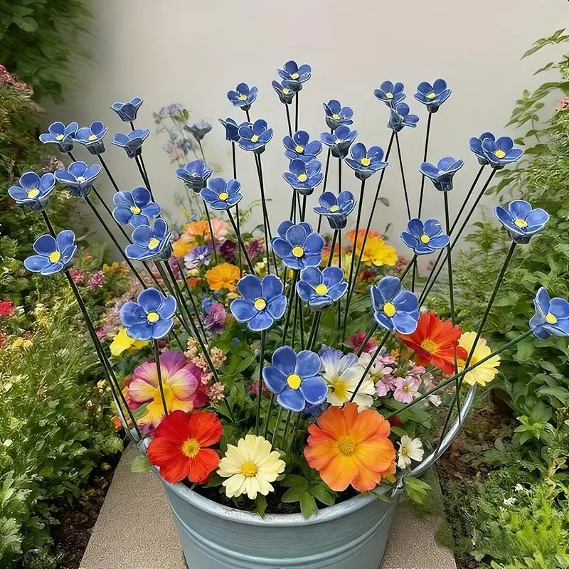 6/8/10pcs Handcrafted Ceramic Forget Never Fades Eternal Ceramic Flowers Home Ornament Indoor And Outdoor Home Decor