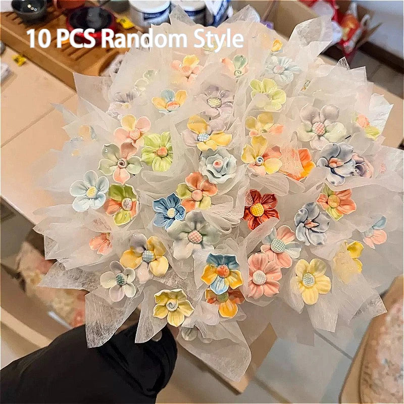 Jingdezhen Handmade Ceramic Eternal Flower, Hand Pinched Artificial Flower, Home Decor Craft Ornament