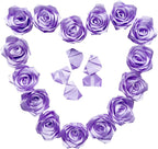 Yannew 300pcs Premade Handcrafted Silk Rose Petals for DIY Eternal Rose Flowers Bouquets with Stem Leaf Birthday Gifts for Women