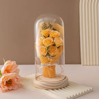 Eternal Rose LED Light glass Cover Flower Valentines Day Gift Wedding Party Decor Artificial Rose Flowers Light Christmas Gift