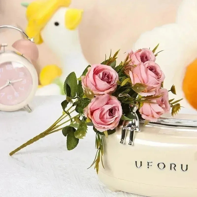 Retro Artificial Roses Bouquet Elegance Bridal Wedding Realistic Roses Flowers Floral Arrangement Ornaments Home Decoration