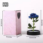LED Eternal Red Rose in Glass Dome, Realistic Artificial Flower with Soft Light - Timeless Valentine's Day Gift