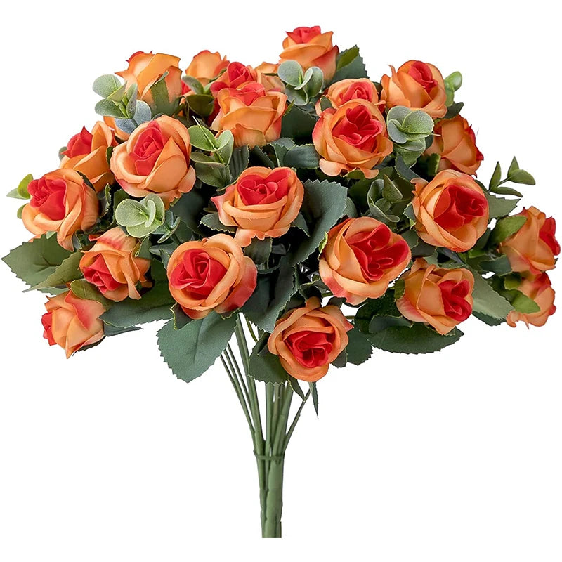 Ramo 10 Cabezas Rosa, Peonía y Eucalipto de Seda — Hogar, Boda y Mesa