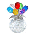 Crystal Gemstone Rose Flower Colourful Rose Bouquet Eternal Ornament Gift Figurine Decor Rose For Anniversary Valentines Gifts